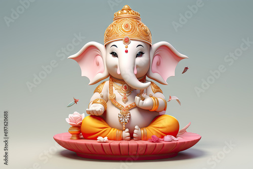 Elephant in thai traditional costume on white background. 3d rendering