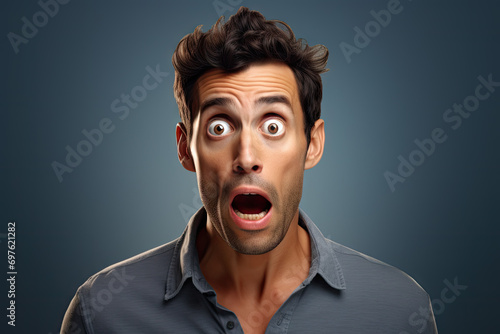 portrait of surprised man looking at camera over blurred background © Kitta