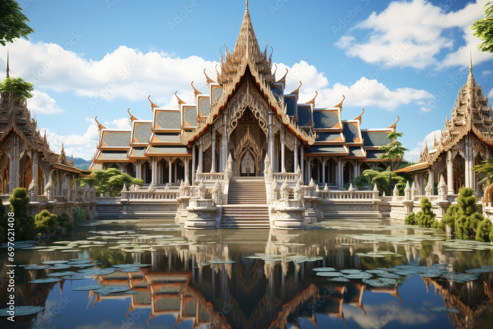 Buddhist temple in Bangkok,Thailand.3d rendering Buddhist temple in Bangkok,Thailand.3d rendering