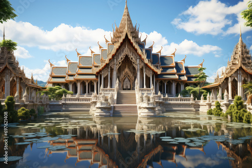 Buddhist temple in Bangkok,Thailand.3d rendering