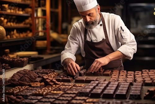 Chef Chocolatier Working, Man Makes Handmade Chocolates