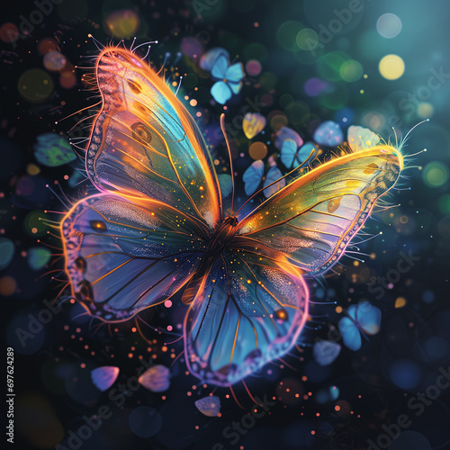 Butterfly Light Emission: A Collection of Glowing Illustrations © HustlePlayground