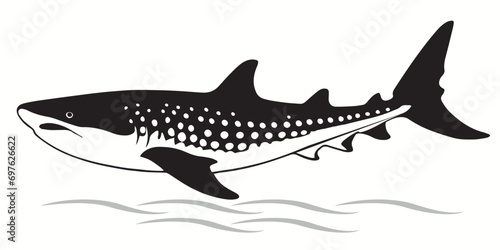 Whale Shark silhouettes and icons. black flat color simple elegant white background Whale Shark fish animal vector and illustration.