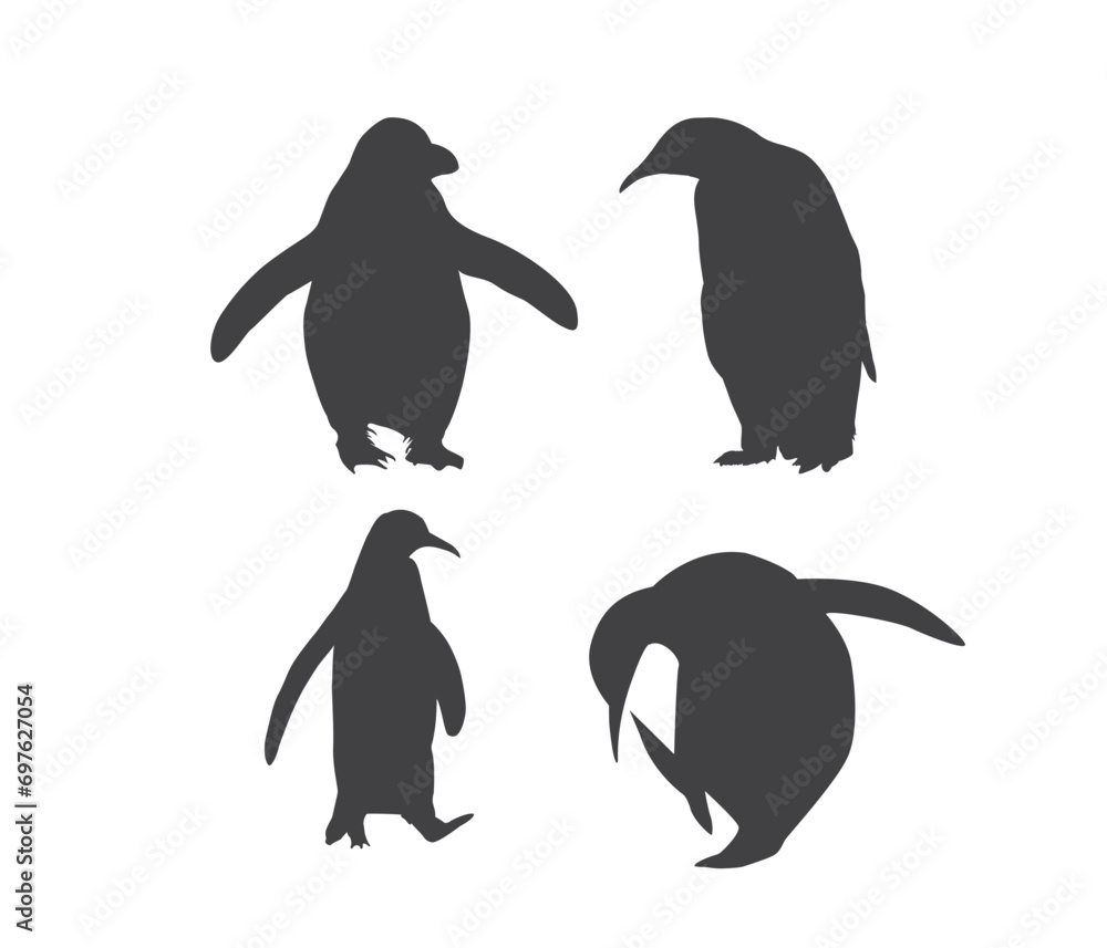 Obraz premium Vector collection of penguin silhouettes.