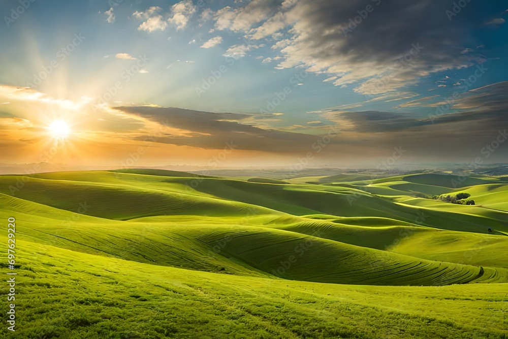 Obraz premium sunset over field