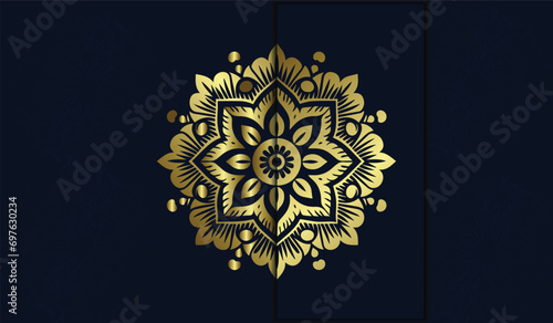 Luxury flower blue mandala background with golden shape pattern Arabic Islamic Decorative mandala for print, poster, cover, brochure, flyer, banner design
