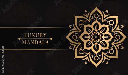 Luxury flower mandala background with golden gray pattern Arabic mandala for poster, cover, brochure, flyer, banner vector