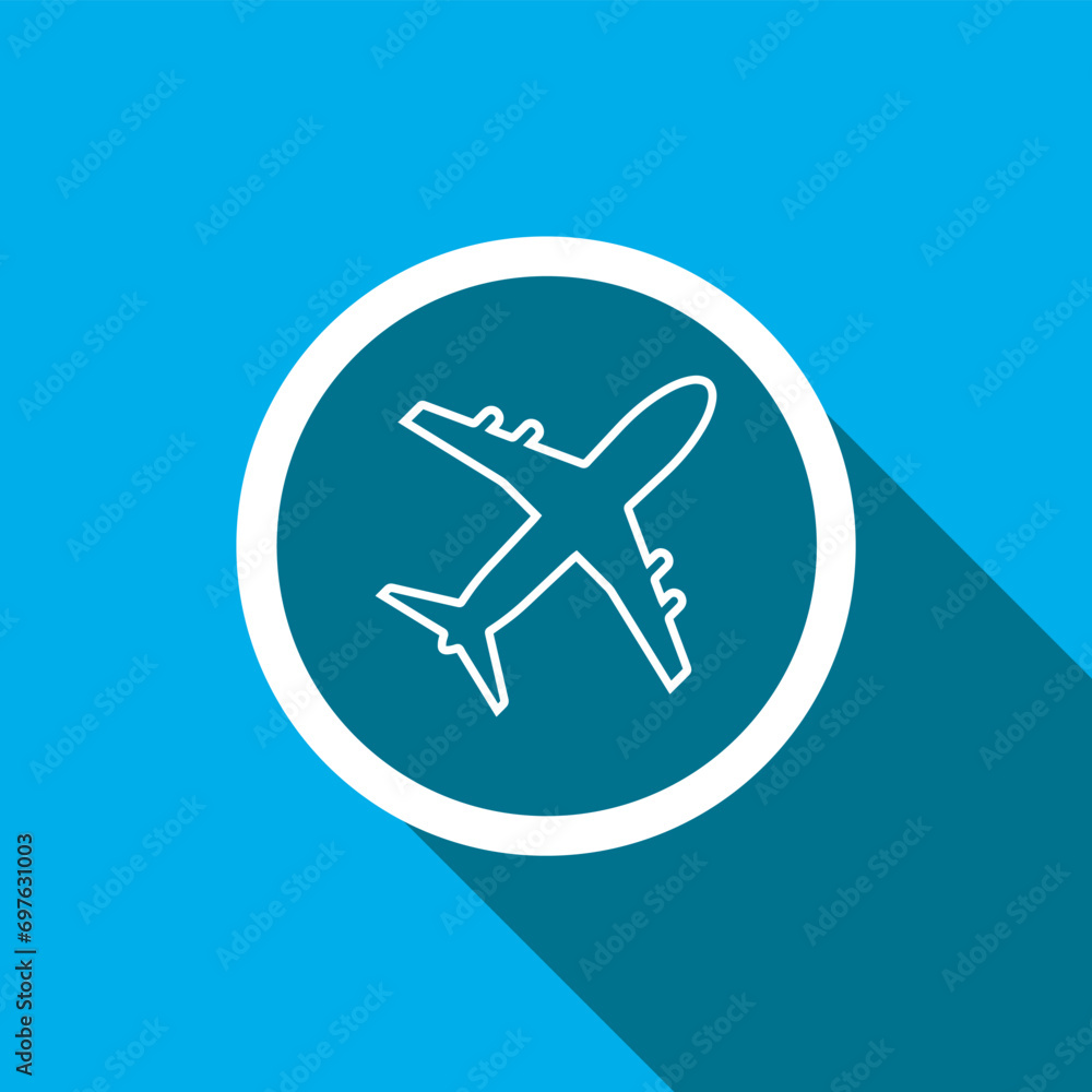 Airplane icon vector. Airplane icon sign symbol in trendy flat style. Airplane icon image, Airplane icon illustration isolated on blue background Airplane icon vector. Airplane icon sign symbol in trendy flat style. Airplane icon image, Airplane icon illustration isolated on blue background