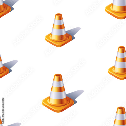 Seamless vector background of warning danger safety sign traffic cone