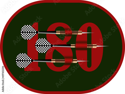 Vector illustration of a dart board with the numbers 180 on it.