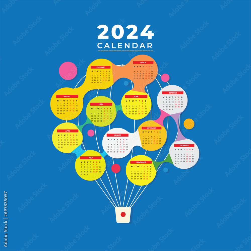 Vector New Year Calendar 2024 Design