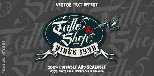 Editable text effect - Tattoo Studio Vintage template style premium vector