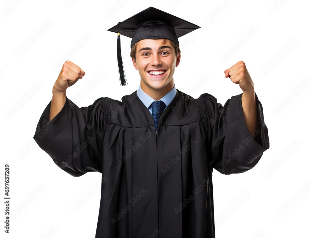 Proud happy graduate celebrating success, cut out Proud happy graduate celebrating success, cut out
