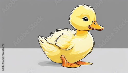 A yellow duckling with orange feet photo