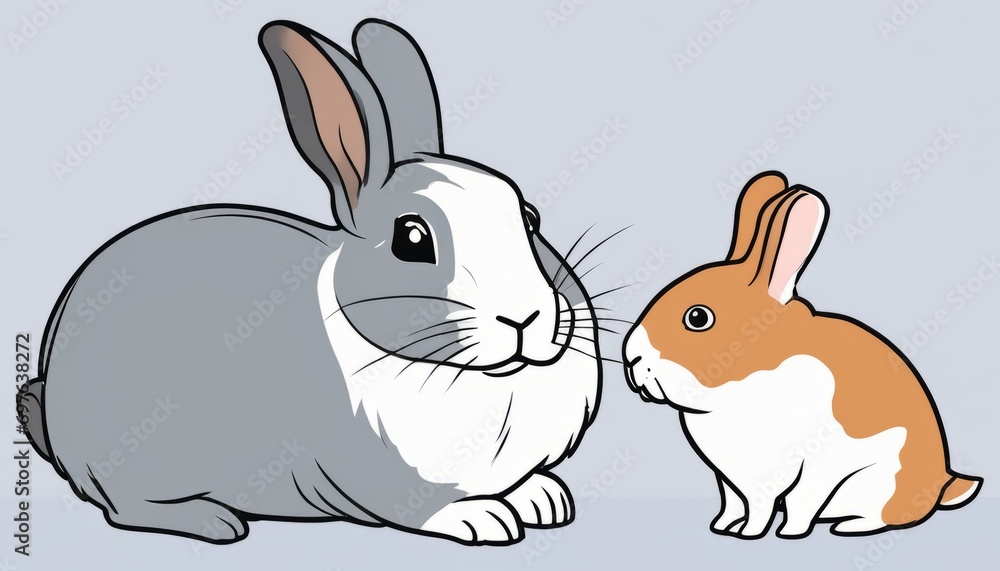Fototapeta premium Two cute bunnies sitting next to each other
