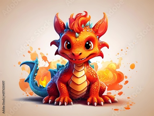 cute baby dragon cartoon  colored cartoon art