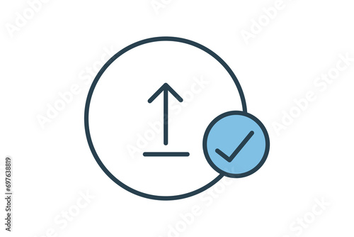 upload success icon. icon related to basic web and UI. suitable for web site, app, user interfaces, printable etc. flat line icon style. simple vector design editable