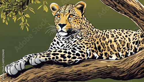 A leopard sitting on a tree branch