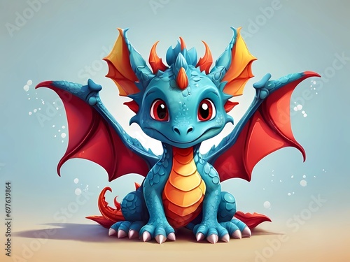 cute baby dragon cartoon  colored cartoon art