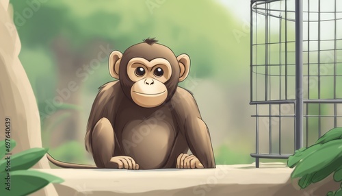 A monkey sitting on a rock