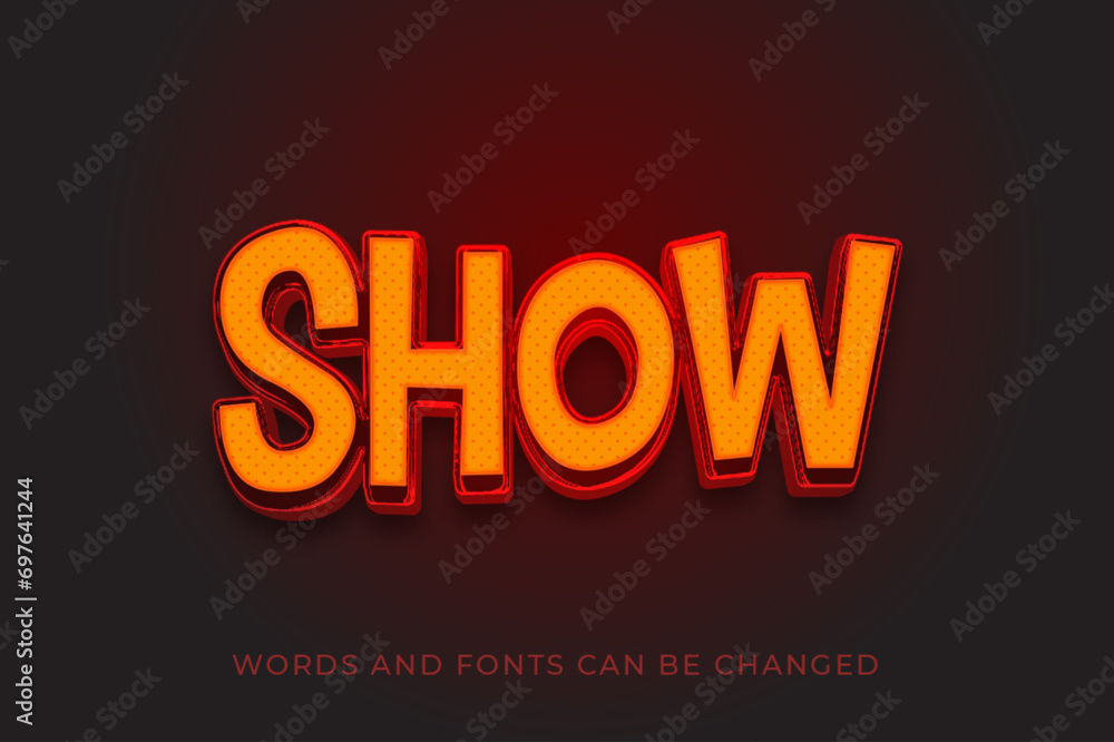 Show 3d text effect editable style template