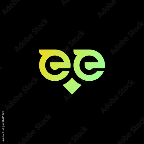 owl eye ee letter logo icon vector mark