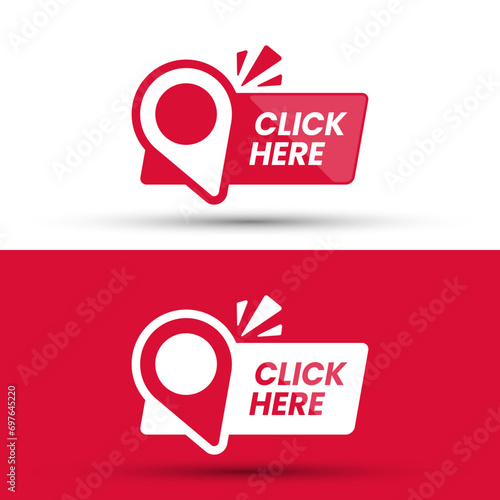 Set of click here label icons