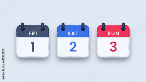 Set of calendar flat icons