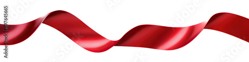 Red fluttering satin ribbon, cut out