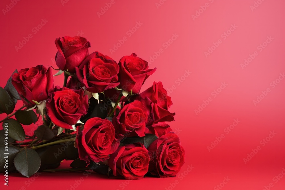 red roses placed valentine's day red background red roses placed valentine's day red background