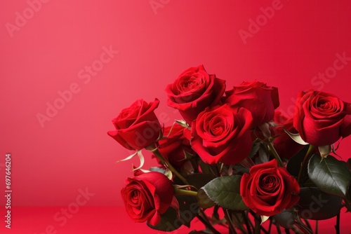 red roses placed valentine s day red background