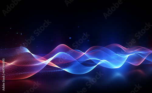 Wallpaper Mural Luminous Soundscapes: Abstract Technology Background with Oscillating Waves Torontodigital.ca