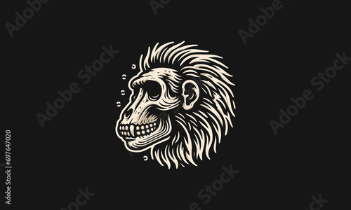 head baboon wearing crown vector logo design photo