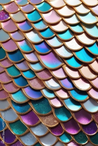 Fish scales colorful pattern, vertical composition