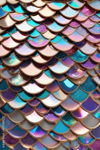 Fish scales colorful pattern, vertical composition