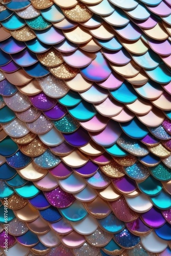 Fish scales colorful pattern, vertical composition