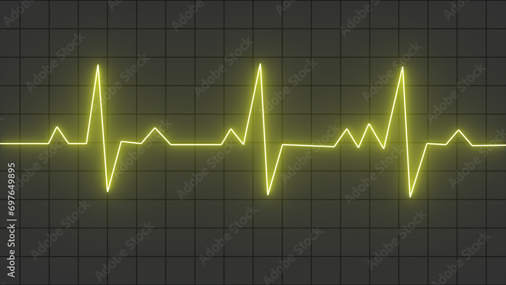 ECG neon pulse monitor with signal Pattern Abstract Wave  Effect  Gradient.