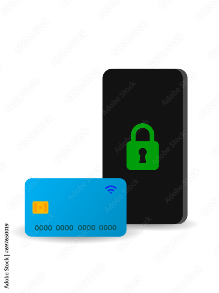 A smart wallet with an application for payment by credit and debit card. Creatively illustrated concepts expressing privacy, trust, safety and reliability. A smart wallet with an application for payment by credit and debit card. Creatively illustrated concepts expressing privacy, trust, safety and reliability.