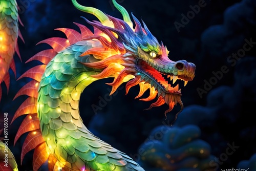 luminated multi-color dragon head  photo