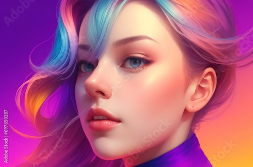 Wallpaper Mural A portrait of a virgin's face created using gradients colors Torontodigital.ca