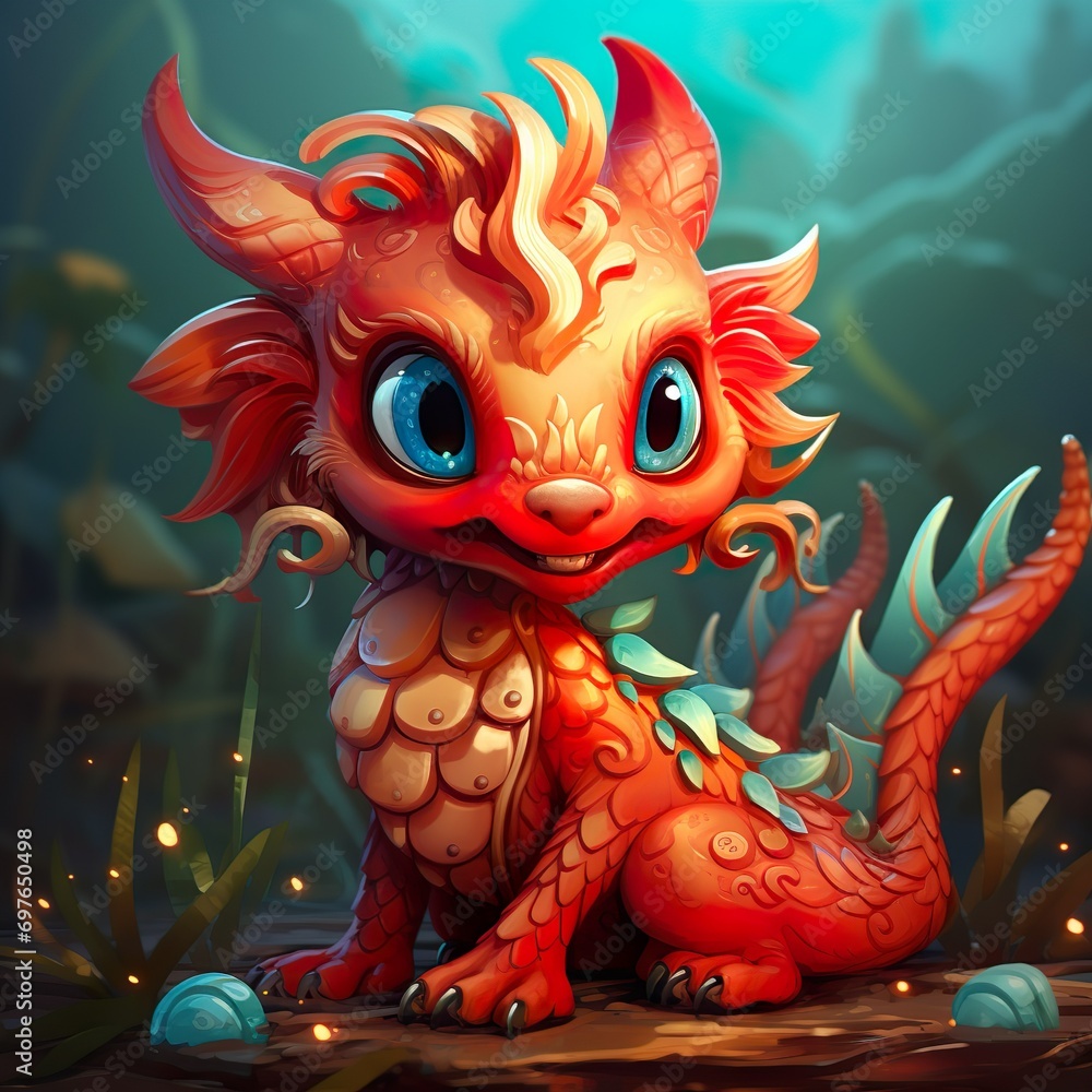 Mythical creature dragon cartoon character illustration 