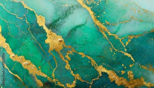 green blue marble texture with gold splashes © Ashley