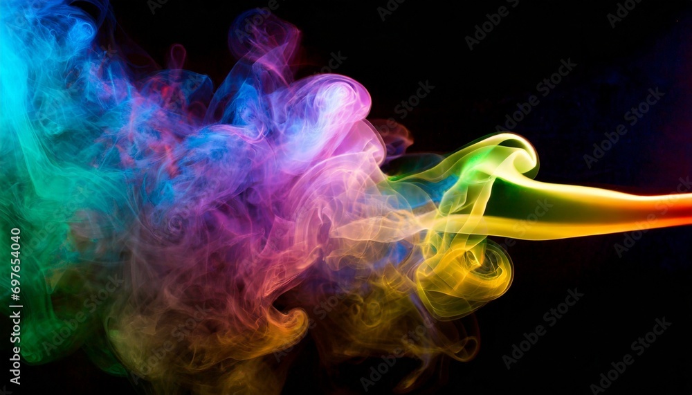 artistic colorful smoke on a black background generative ai