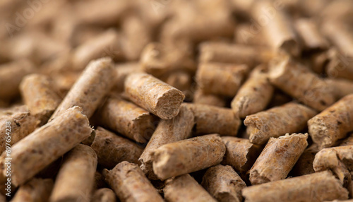 Macro Wood Pellets Close-Up. Generative AI