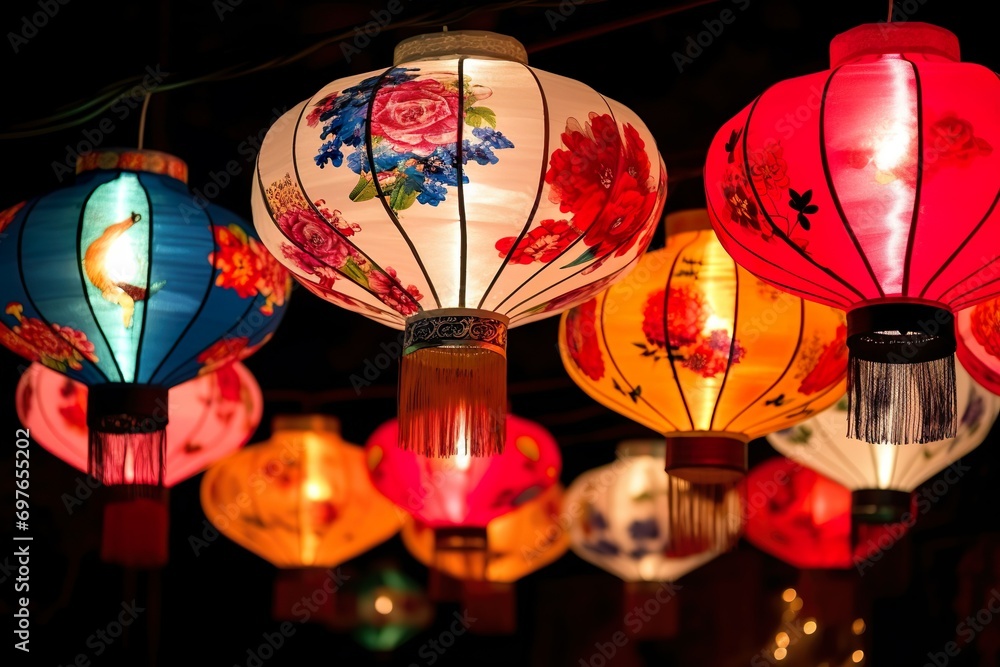 close-up of illuminated chinese lantern close-up of illuminated chinese lantern