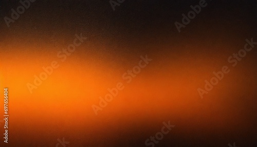 orange glowing color gradient on black grainy background noise texture effect large banner copy space photo