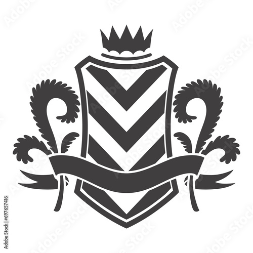 Knight shield, heraldic icon. Vintage monochrome knight award element. Royal badge, luxury filigree emblem. Decorative element on white background