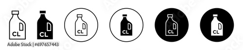 Chlorine icon. waste water treatment filtration through periodic chlorination of pool symbol set. drinking pure water with chlorine cl chemical vector. not chloride wash to clean laundry set sign. photo