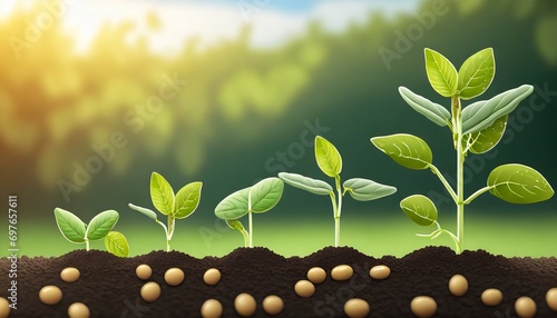 soy growth stages soybean vegetable plant grow cycle vector seedling phases soy beans growing process from seed in soil to sprout garden and agriculture vegetables crops harvest photo