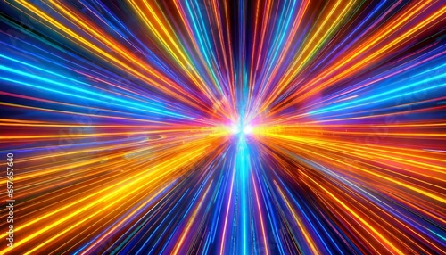 3d render abstract multicolor spectrum background bright orange blue neon rays and colorful glowing lines
